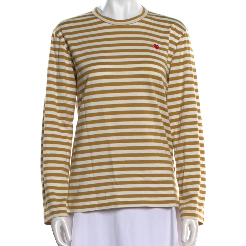 Comme des Garçons PLAY Stripe Long Sleeve T-Shirt OLIVE, Size Large